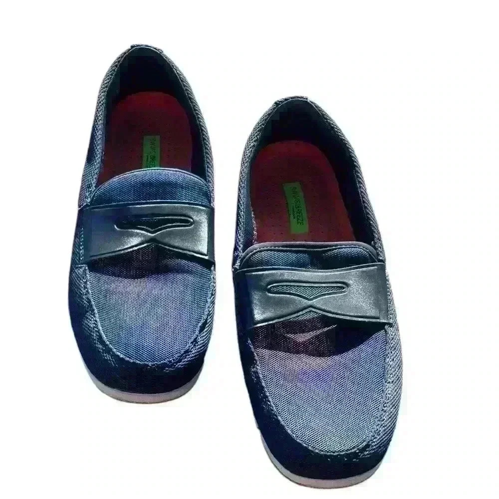SWIMS Men's Breeze Penny Loafer in Navy/White/Orange, size 9 Water Resistant